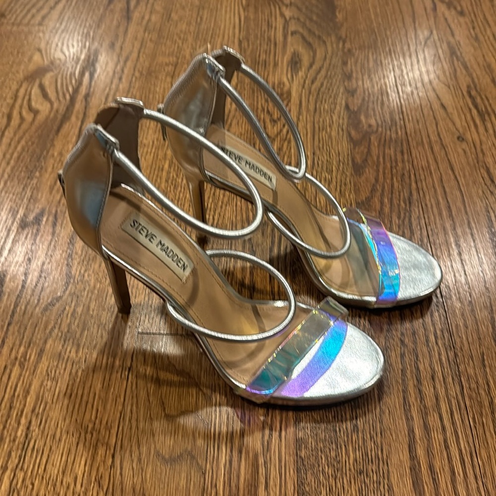 Steve Madden silver iridescent clay sandal High Heels Size 7.5